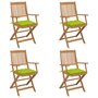 VIDAXL Chaises pliables de jardin 4 pcs avec coussins Bois d'acacia