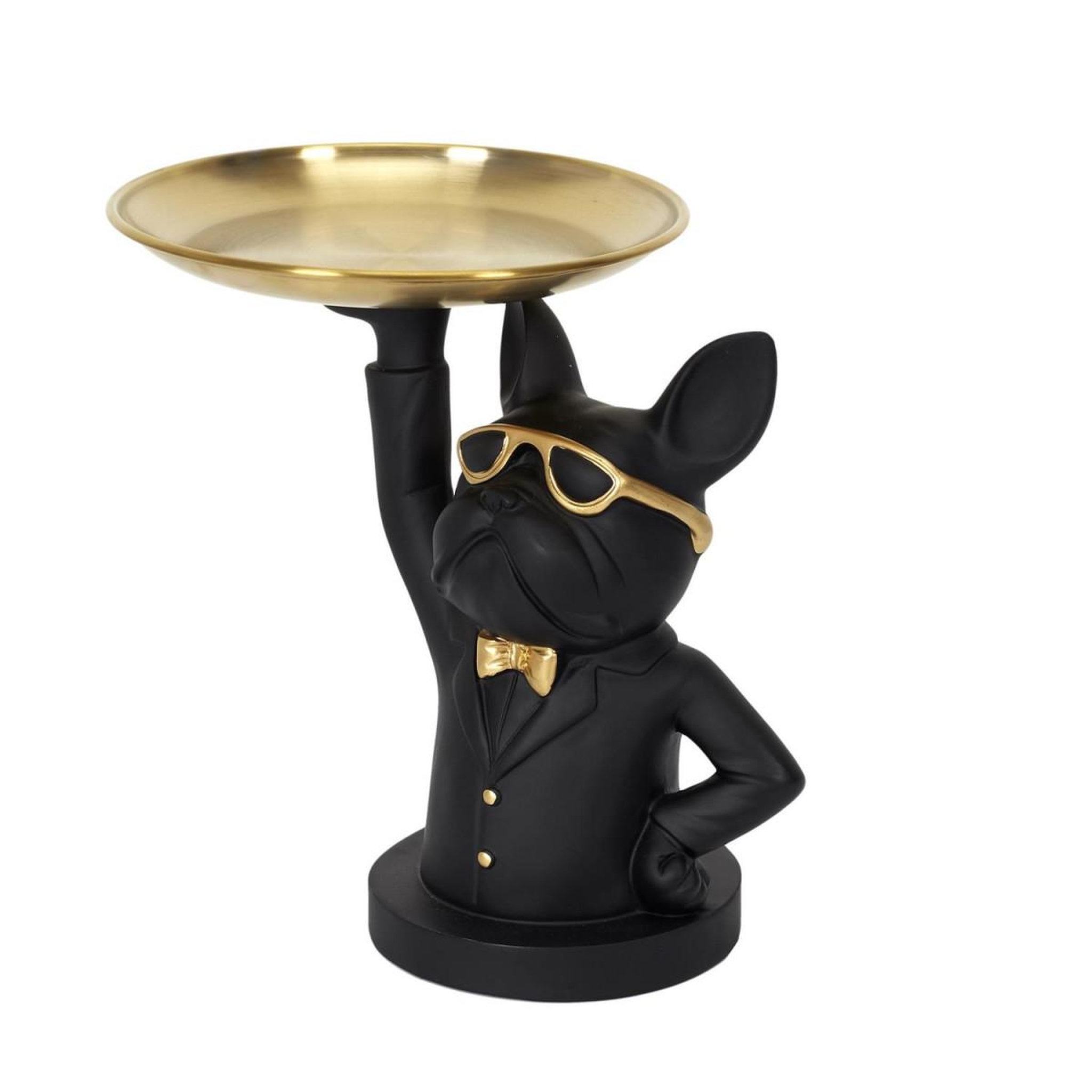 The Home Deco Factory Statuette & vide-poche  bulldog ii  21cm noir