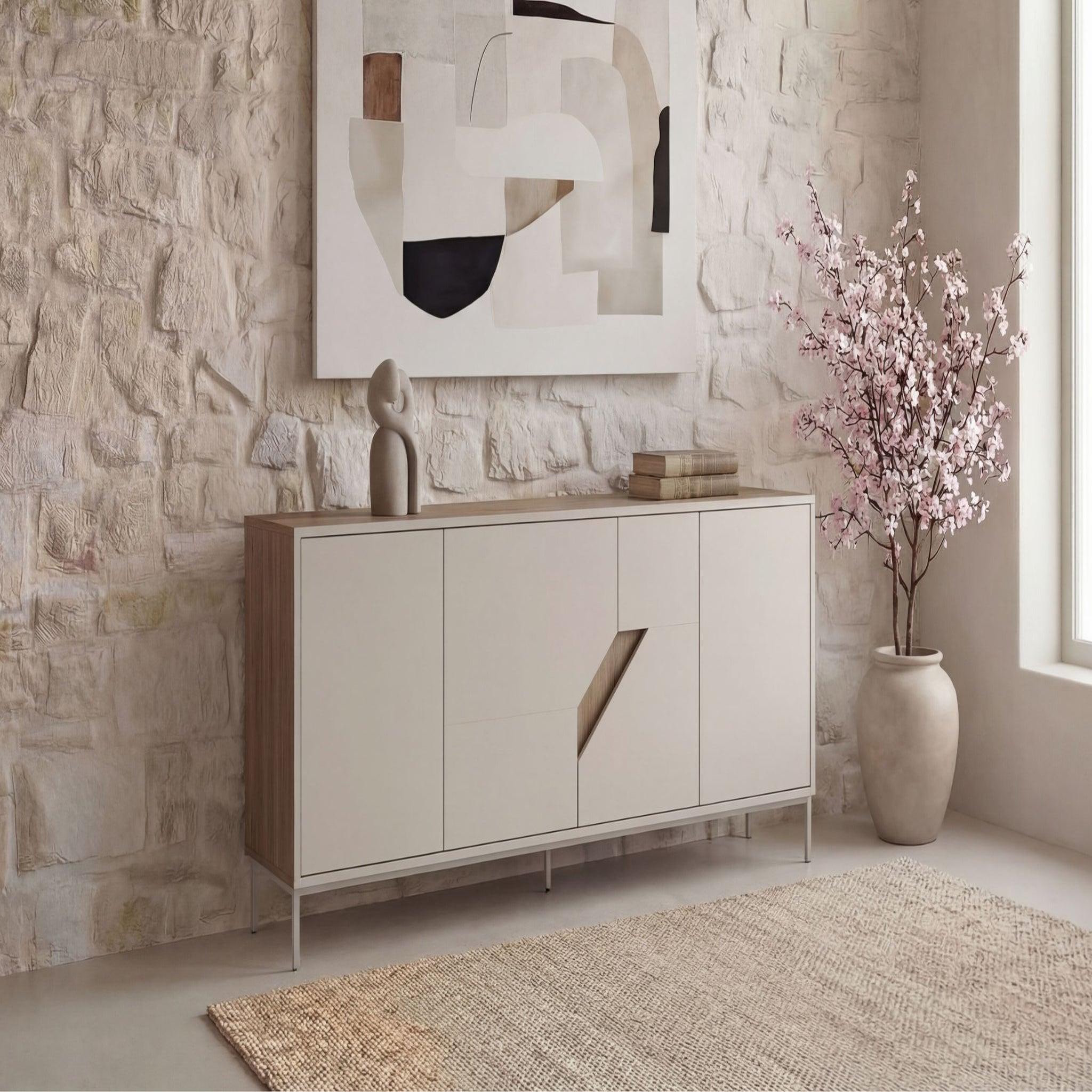 Voir la diapositive 3 : CASANOVA PARIS DALIA - Buffet 4 portes 180cm en mélamine - Beige
