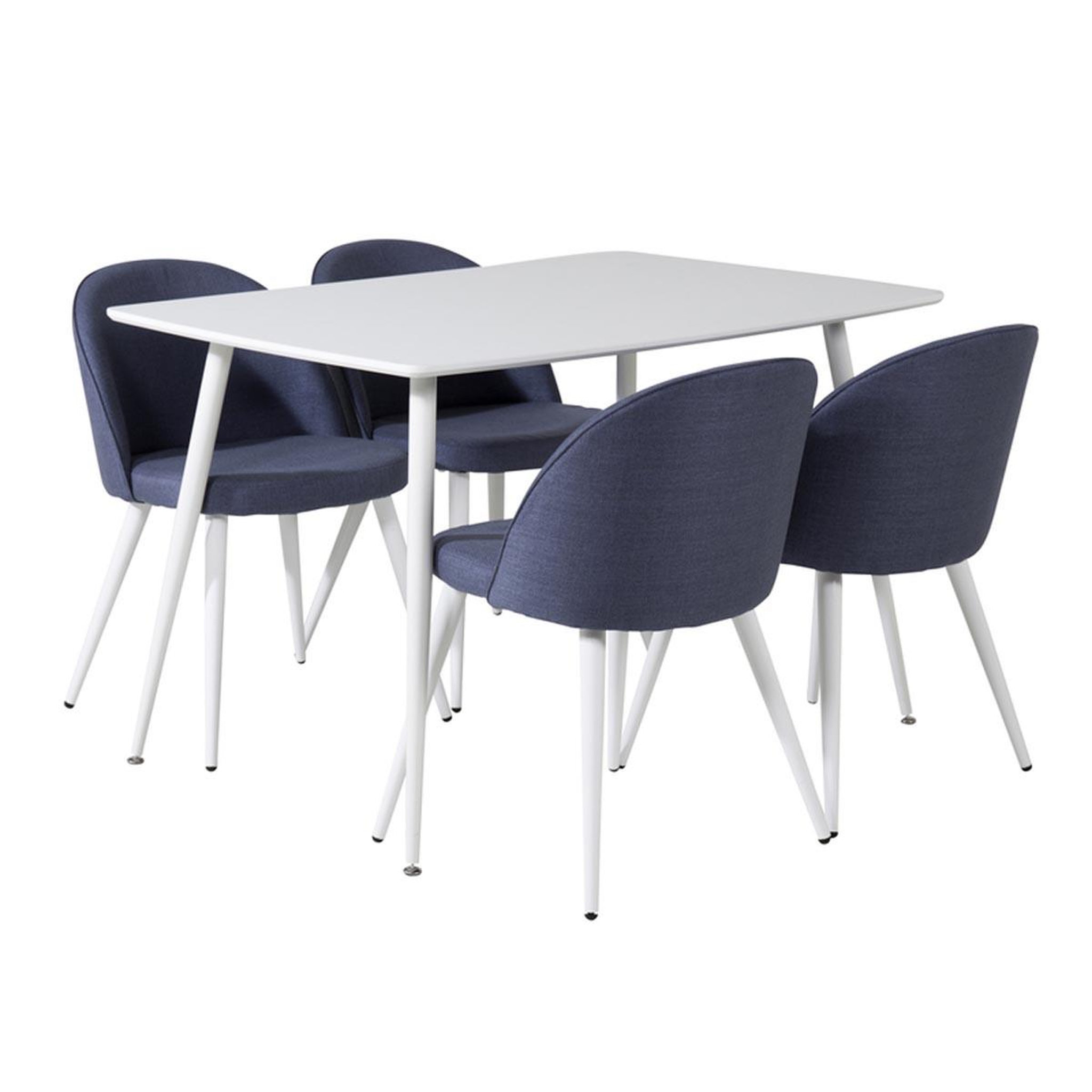 Paris Prix Ensemble table à manger & 4 chaises  polar & velvet  120cm blanc & bleu