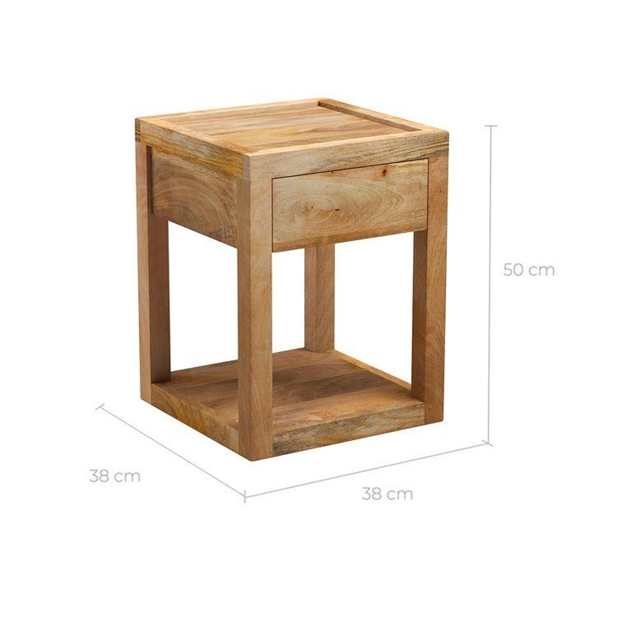 Voir la diapositive 4 : MAISON PAVANE Table de chevet 1 tiroir en bois de manguier-Jakarta