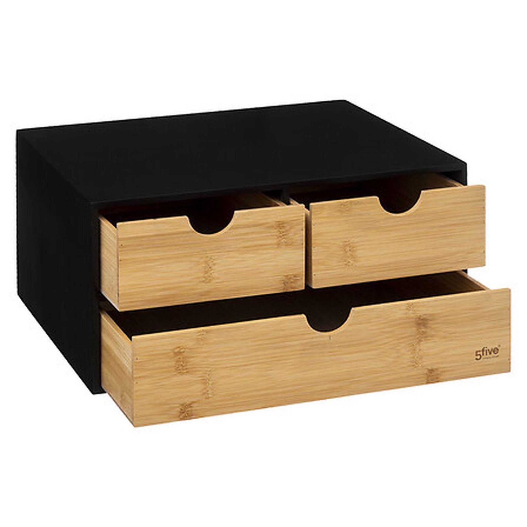Voir la diapositive 2 : FIVE Tour de rangement de bureau en bambou bava - noir
