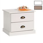 IDIMEX Table de chevet PARIS en pin massif, 2 tiroirs. Coloris disponibles : Marron