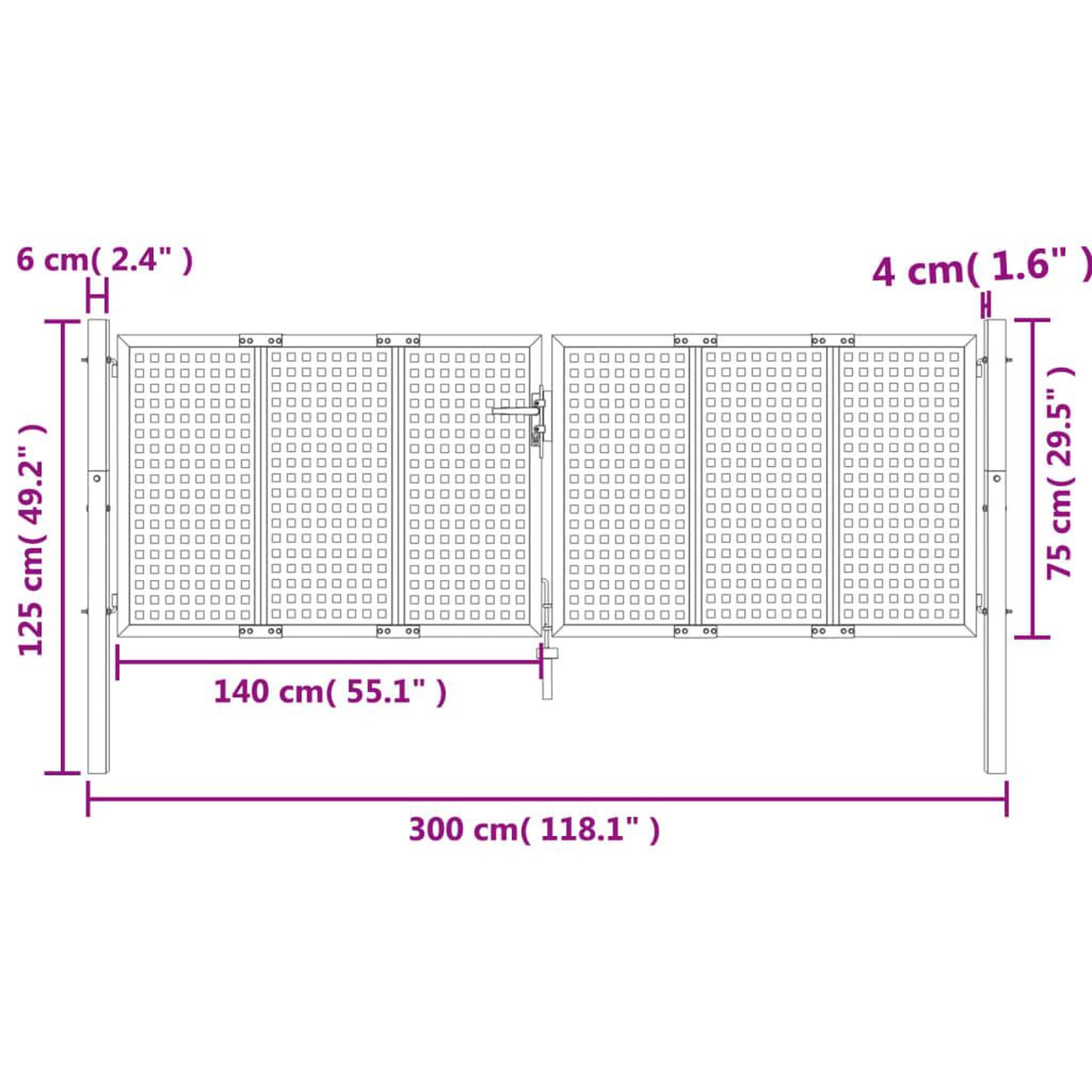Voir la diapositive 6 : VIDAXL Portail de jardin anthracite 300 x 125 cm acier