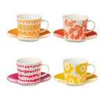 Paris Prix Lot de 4 Tasses & Sous-Tasses  Fiesta Sud  22Cl Multicolore