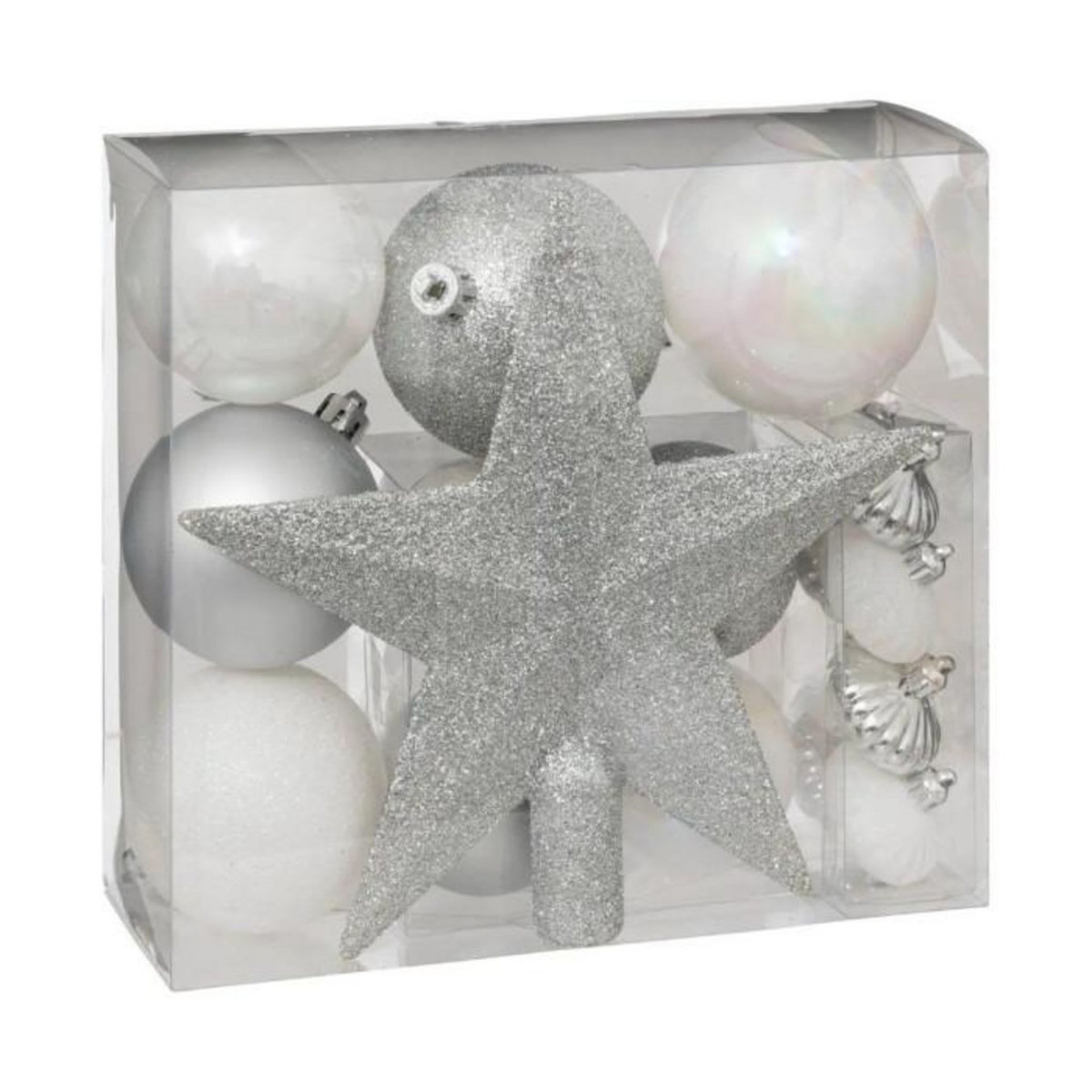 ATMOSPHERA Kit 18 Pièces Déco  Noël  21cm Argent