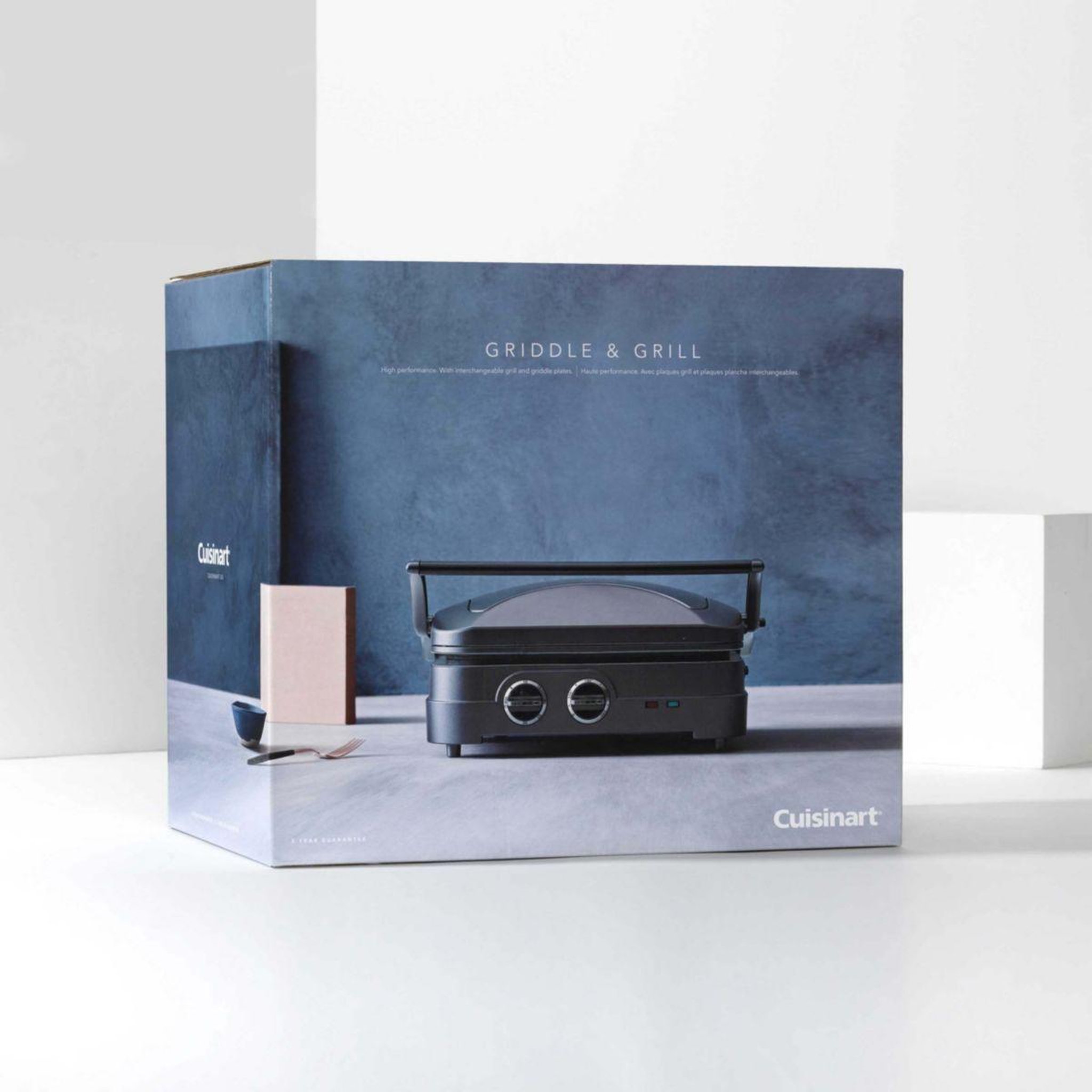 Voir la diapositive 3 : Cuisinart Grille-viande GR47BE Elite plancha grill bleu nuit