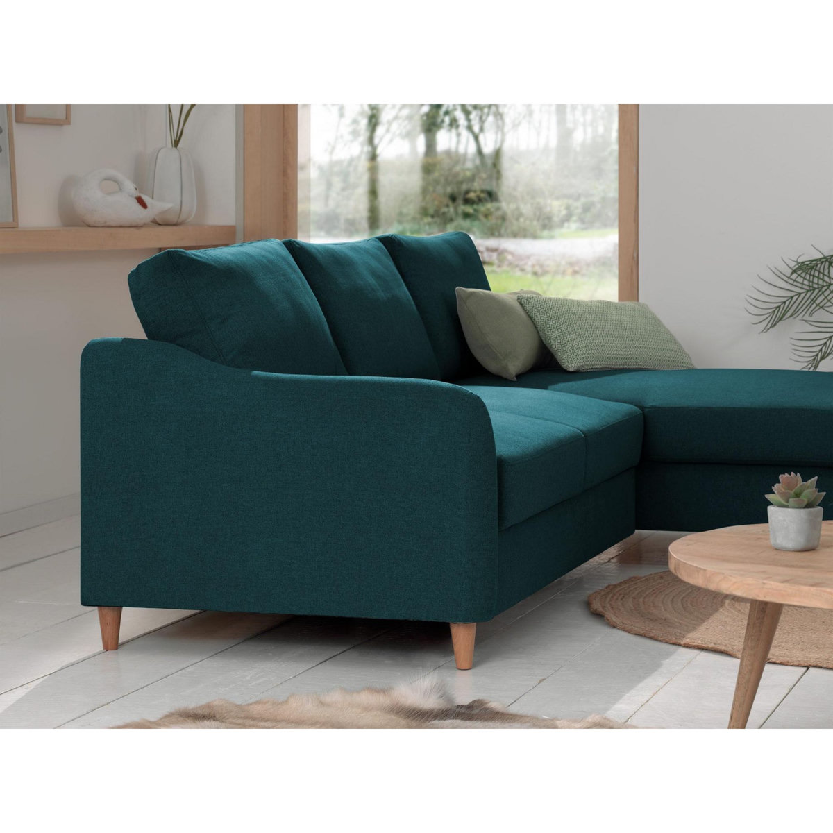 LISA DESIGN Will - canapé d'angle droit - convertible avec coffre - 4 places - en tissu