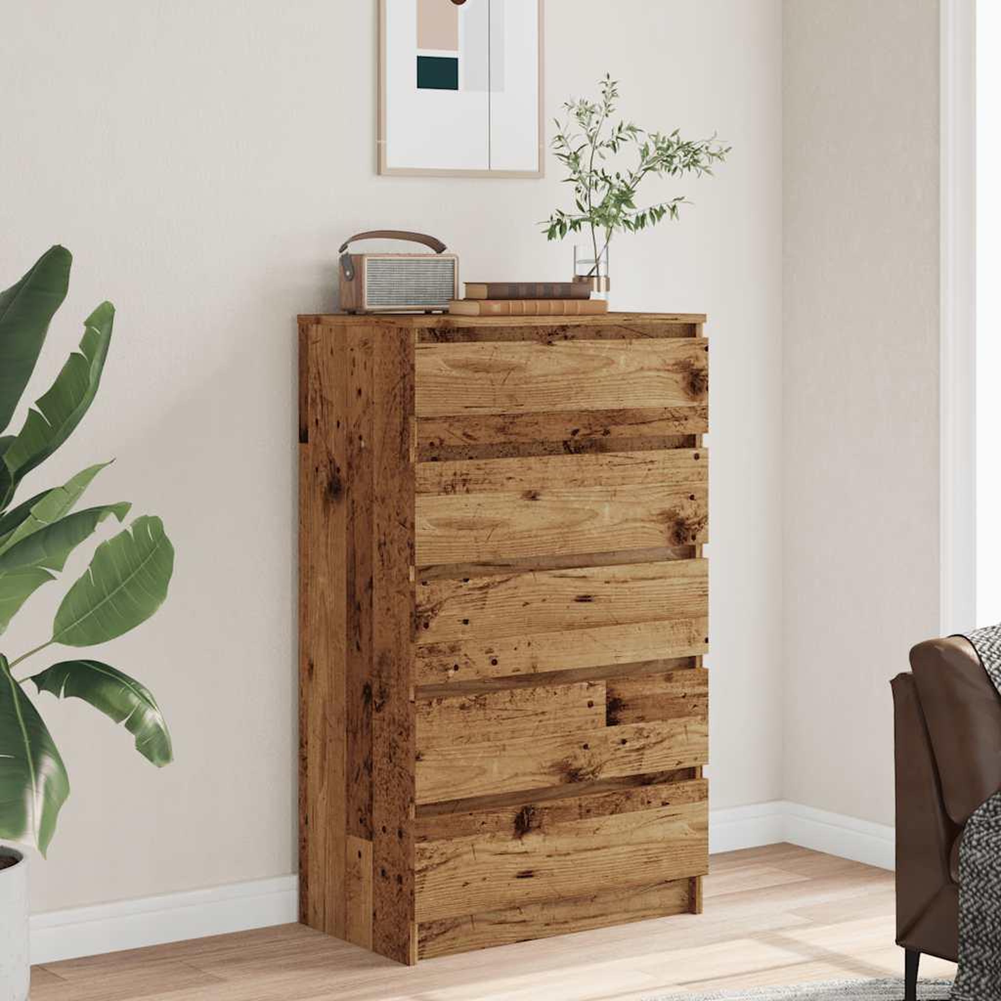 Voir la diapositive 3 : VIDAXL Commode vieux bois 60x36x103 cm bois d'ingenierie