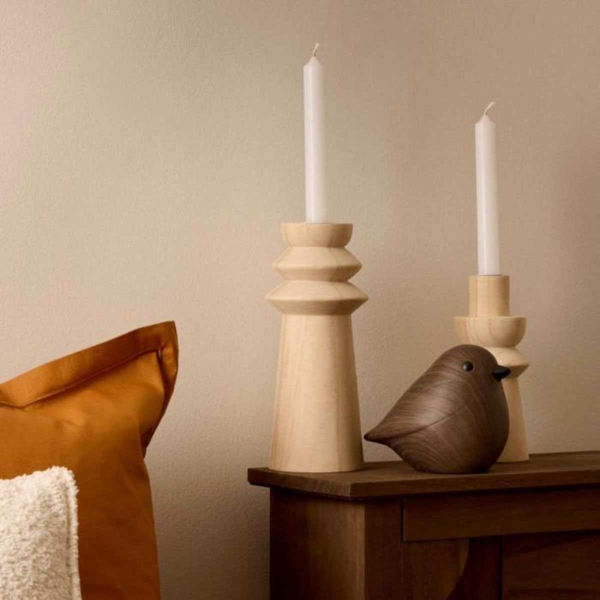 ATMOSPHERA Statuette Oiseau en Dolomite  Automne  14cm Tabac