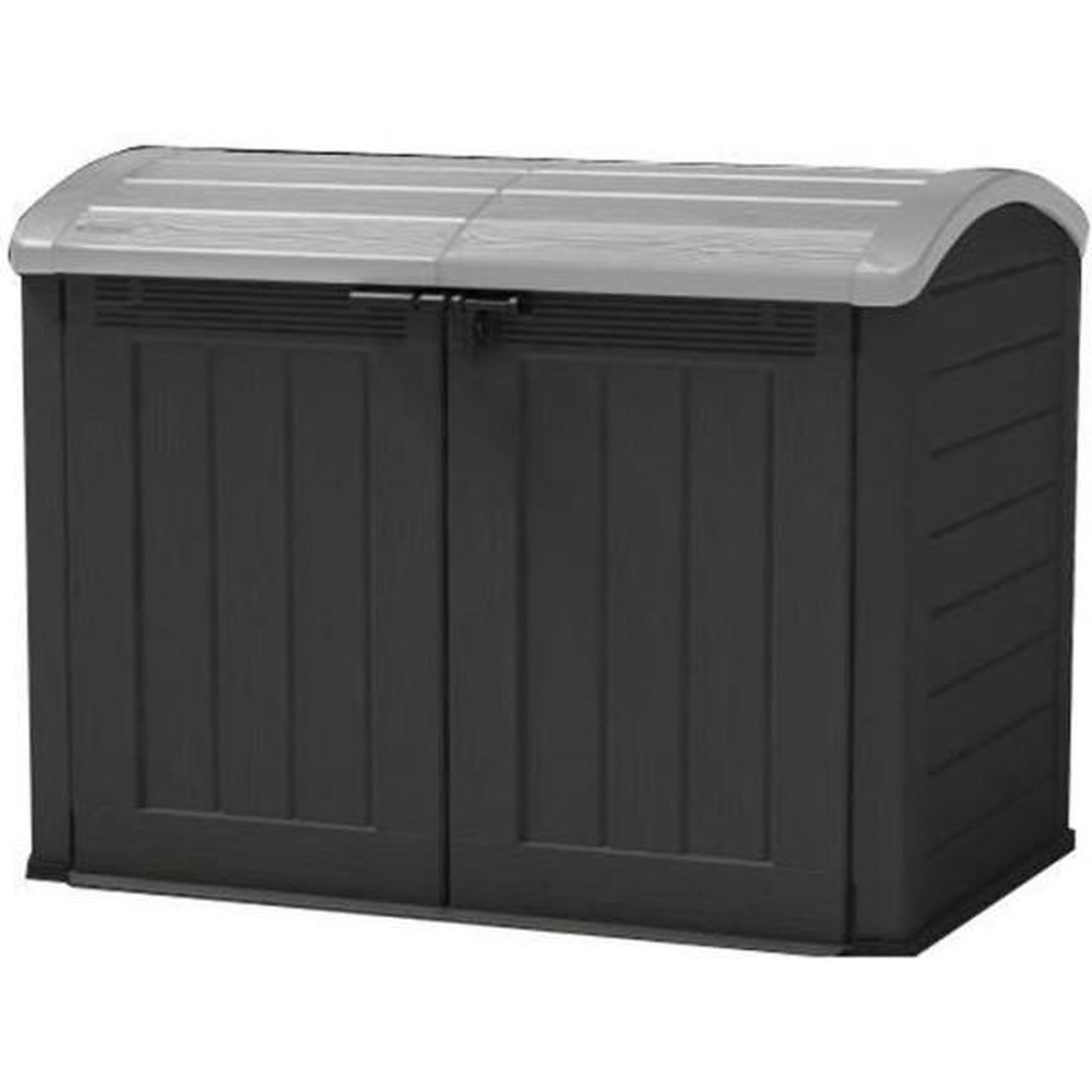 Voir la diapositive 1 : Keter Coffre de rangement extérieur KETER en résine 2000 litres Noir et gris - Abri de stockage de jardin