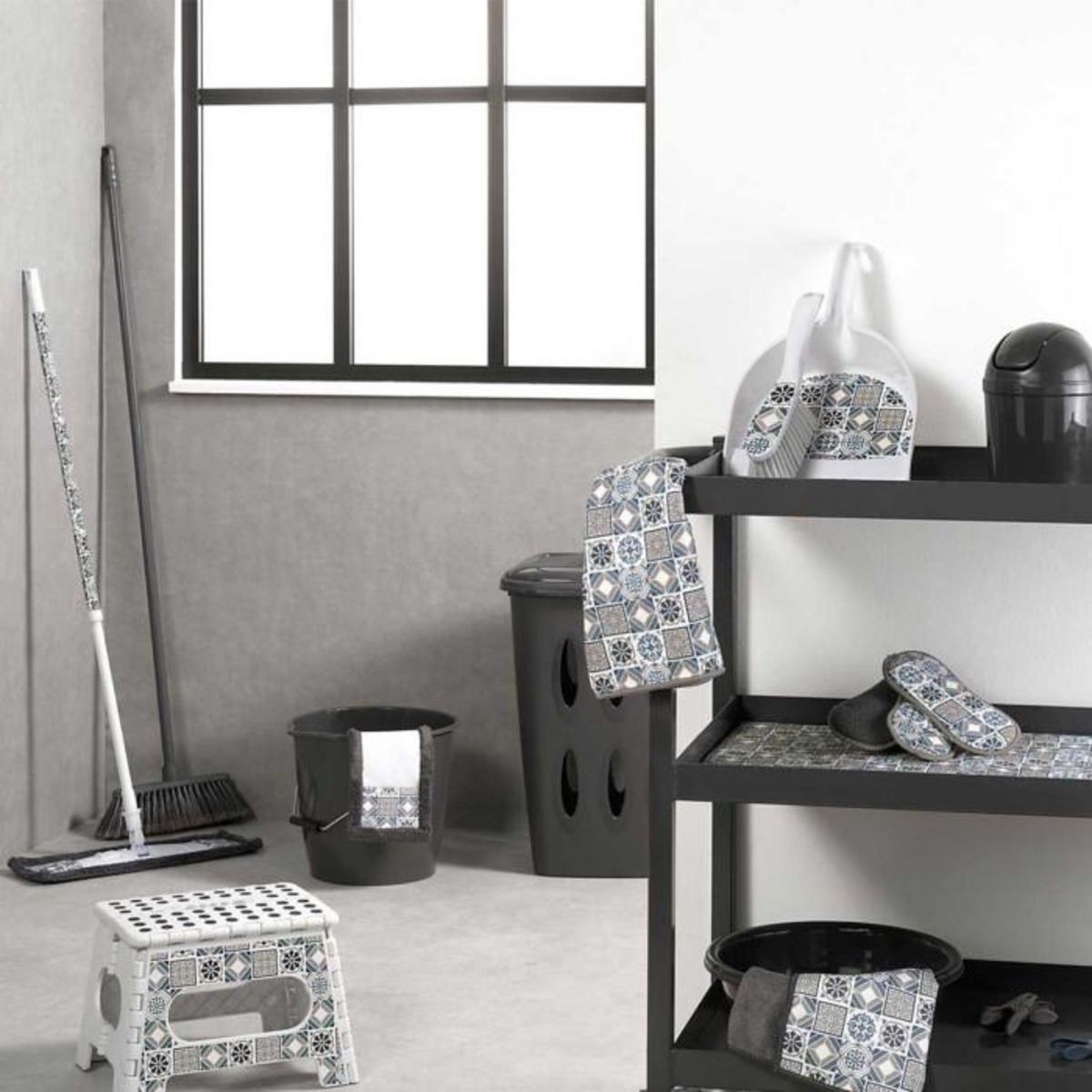 Paris Prix Torchon  Carreaux de Ciment  40x40cm Bleu & Gris