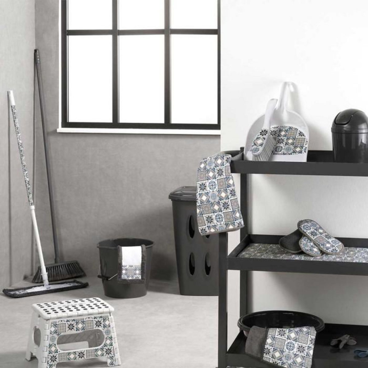 Paris Prix Torchon  Carreaux de Ciment  40x40cm Bleu & Gris