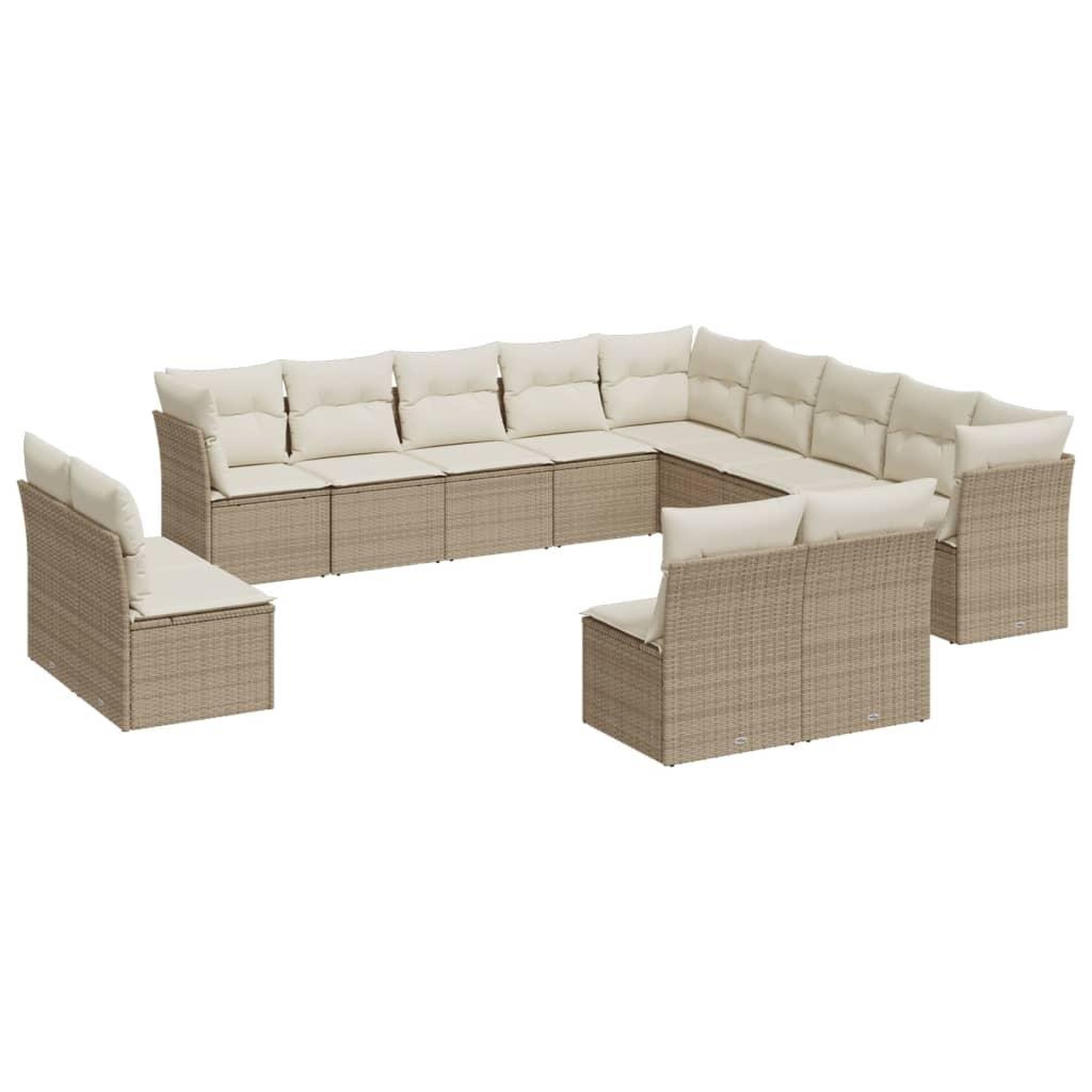 Voir la diapositive 2 : VIDAXL Salon de jardin avec coussins 13 pcs beige resine tressee