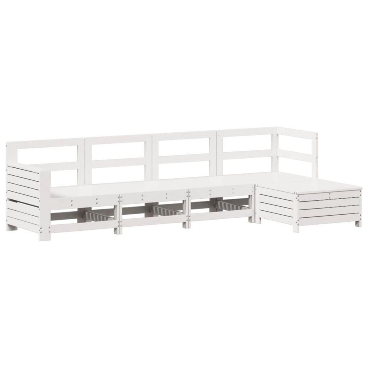 VIDAXL Salon de jardin 5 pcs blanc bois massif de pin