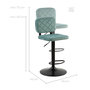 Voir la diapositive 4 : Rendez vous déco Lot de 2 chaises de bar réglables 60/81 cm en velours vert d'eau-Viktor