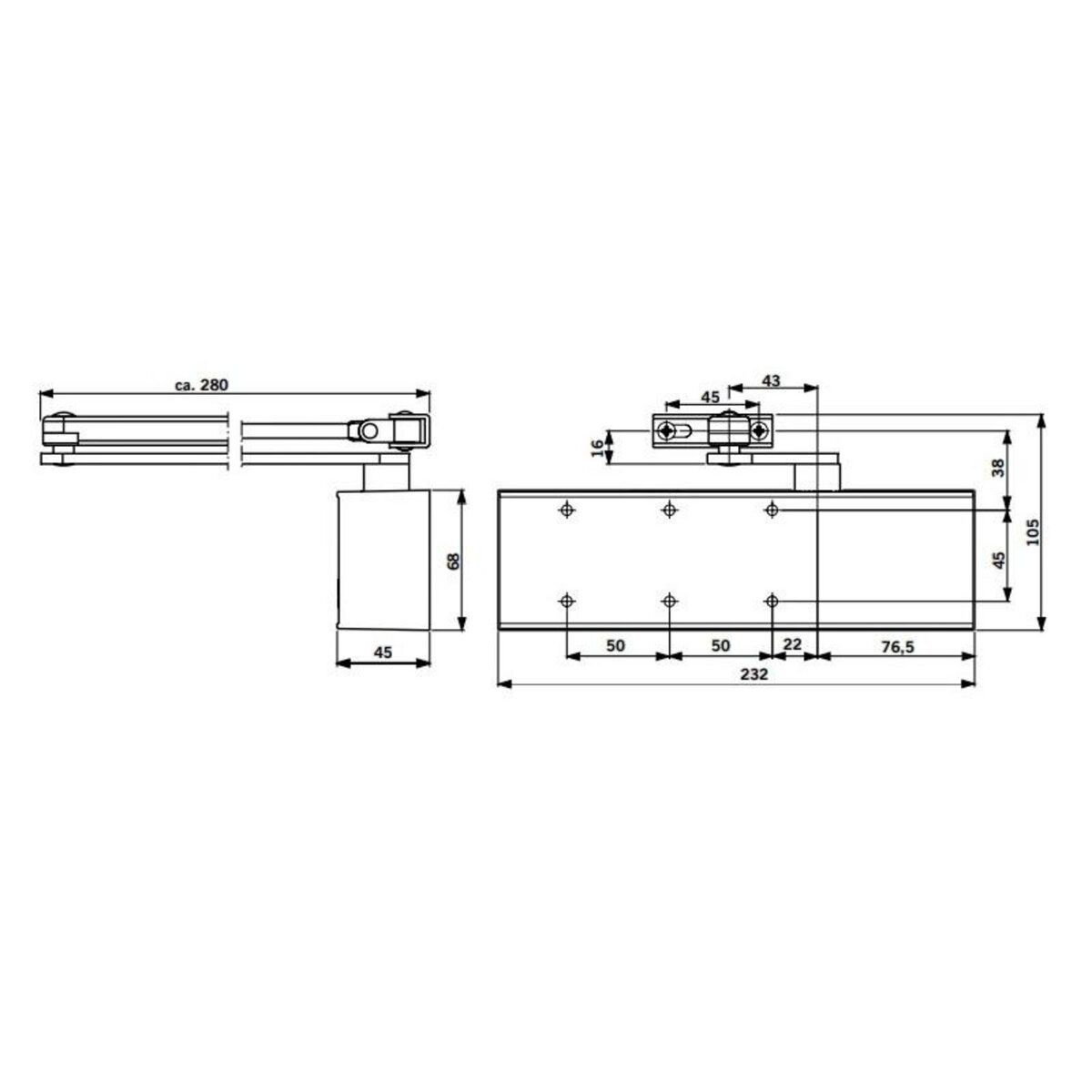DORMA Ferme porte TS71 F3 4 fourni sans bras finition blanc DORMA 22212111