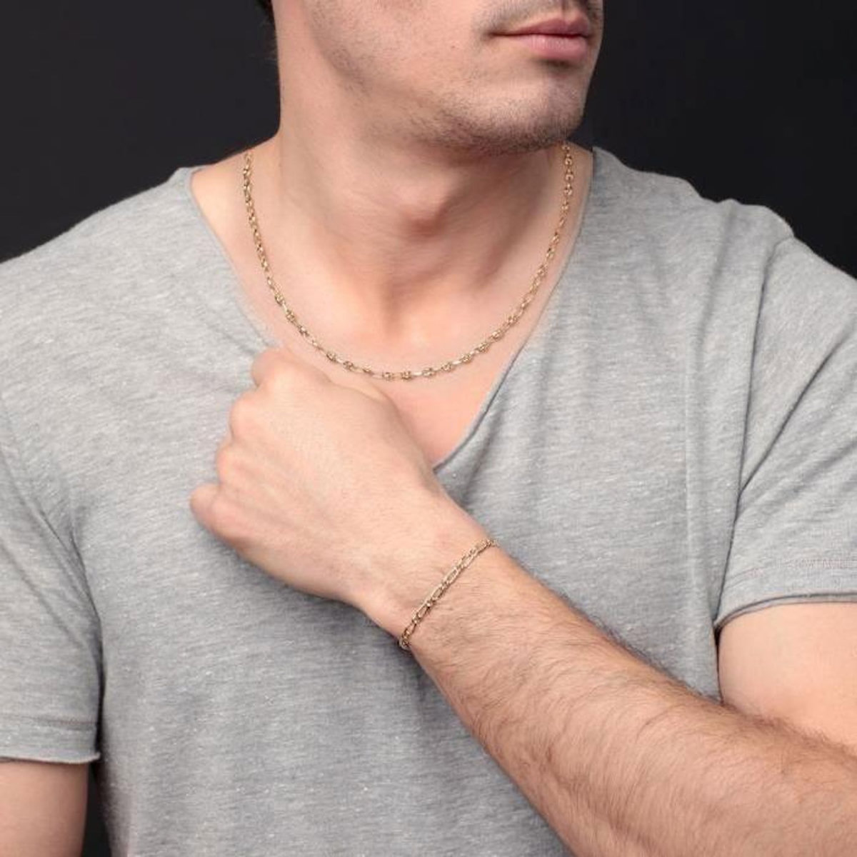 L'ATELIER D'AZUR Collier  Or Jaune Grain de Café - Homme ou Femme - 50cm
