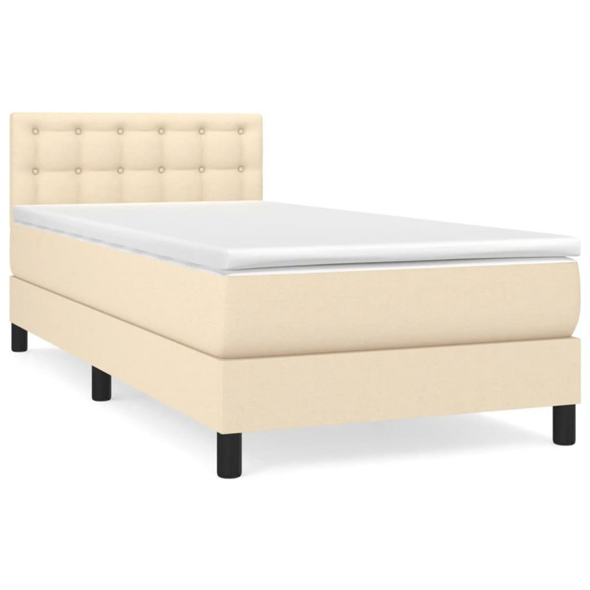 VIDAXL Sommier a lattes de lit avec matelas Creme 80x200 cm Tissu