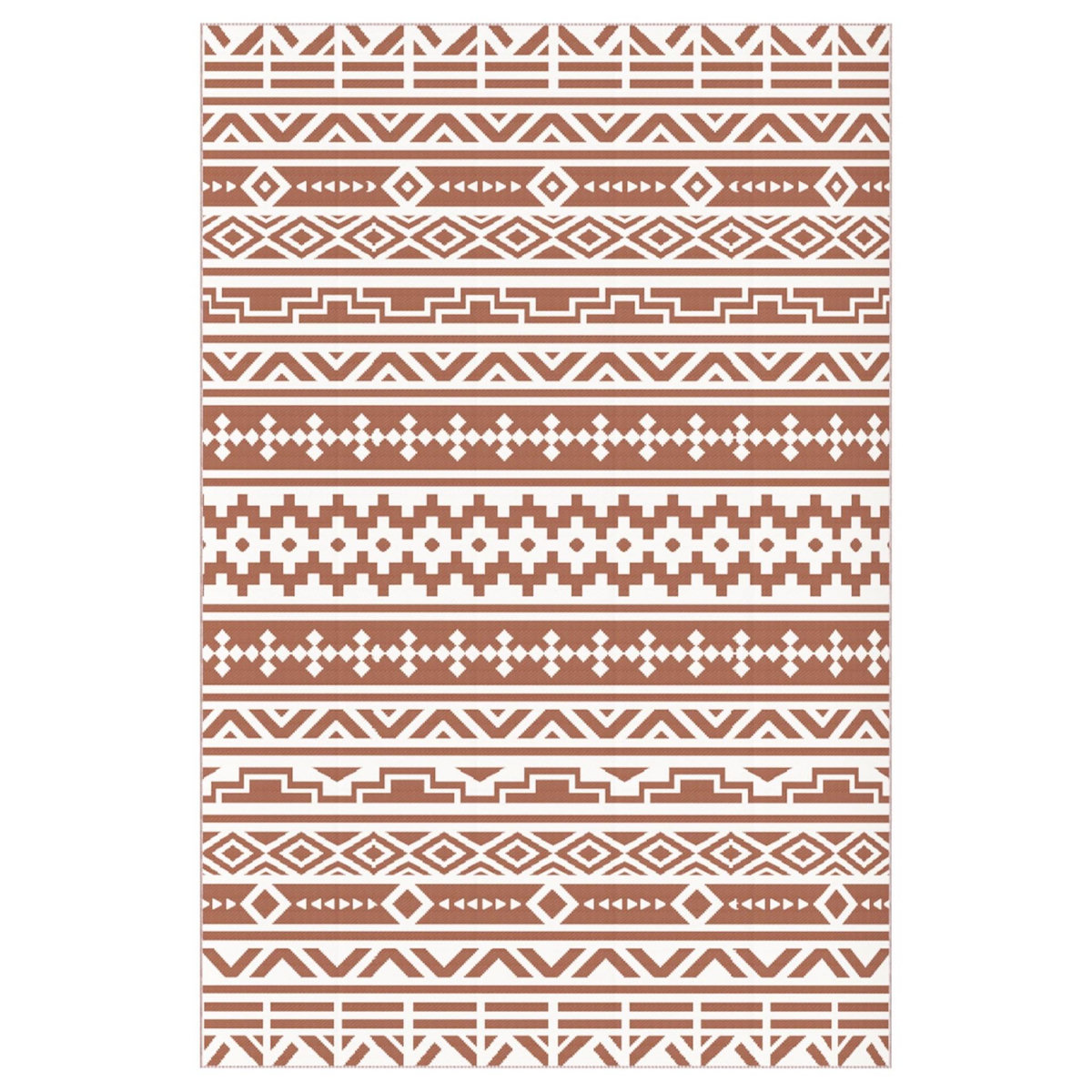 OUTSUNNY Tapis d'extérieur réversible motif graphique dim. 1,8 x 2,7 m sac transport inclus terracotta beige