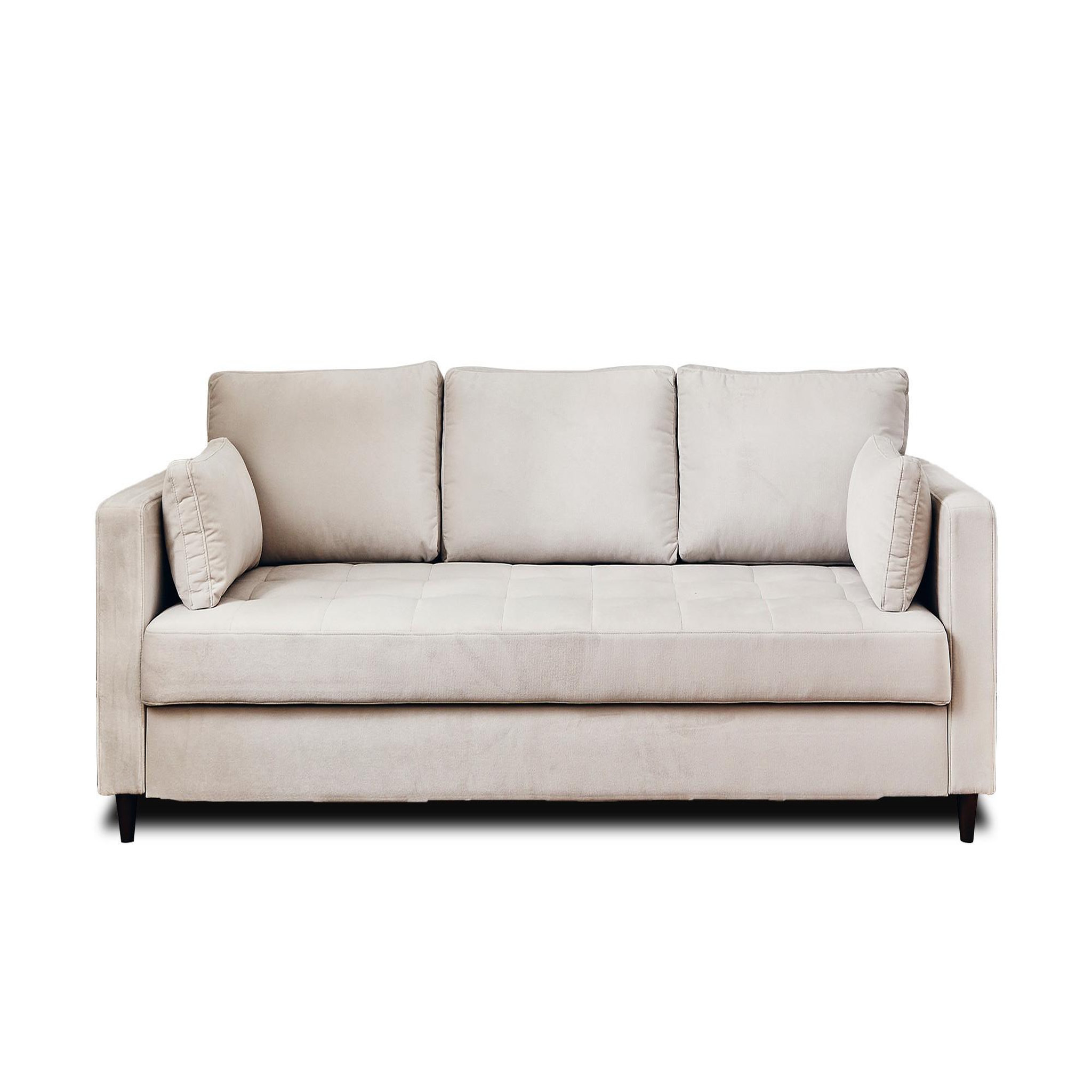 Voir la diapositive 1 : BEST MOBILIER Anna - canapé droit 3 places convertible avec poche en velours