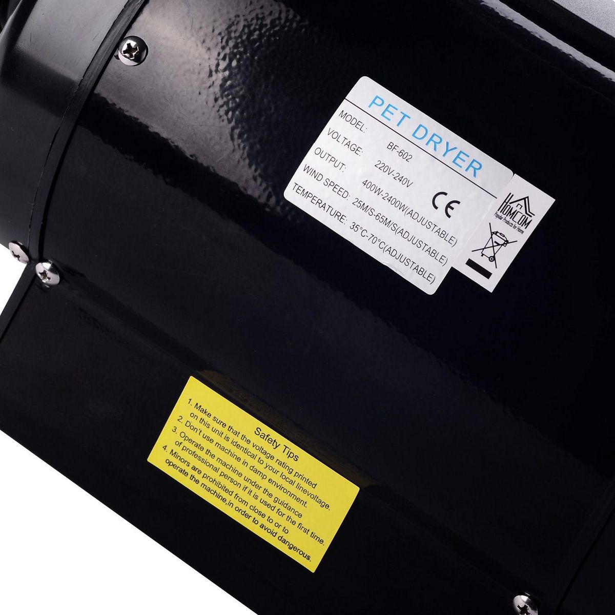 HOMCOM Sechoir professionnel seche-poils toilettage pour chiens chats animaux 2800 W