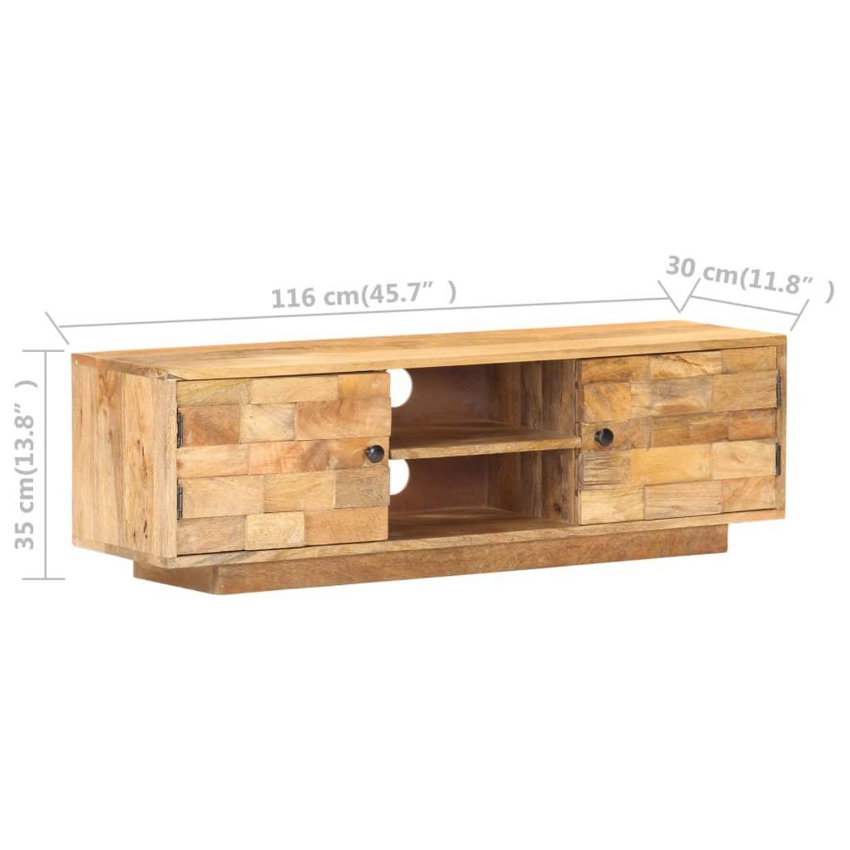 VIDAXL Meuble TV 116x30x35 cm Bois de manguier solide