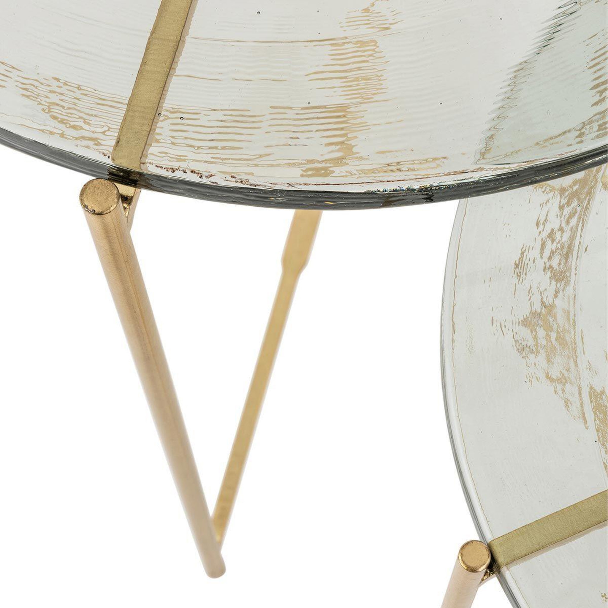 Voir la diapositive 3 : J-LINE Lot de 2 tables gigognes  obi  58cm transparent & or