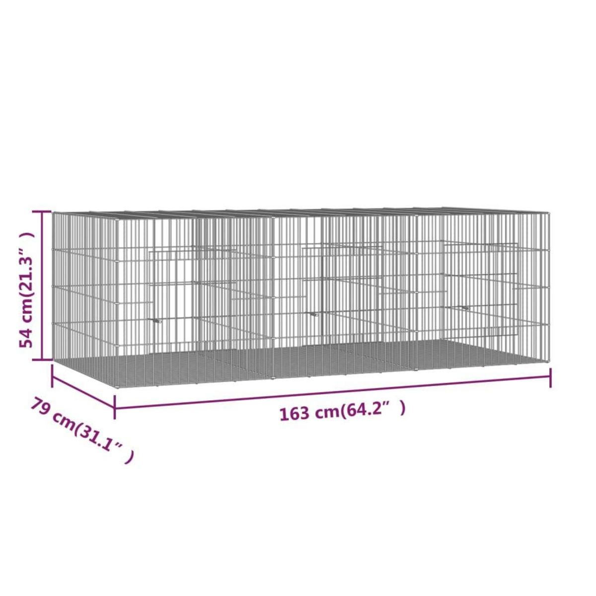 VIDAXL Cage a lapin 3 panneaux 163x79x54 cm Fer galvanise