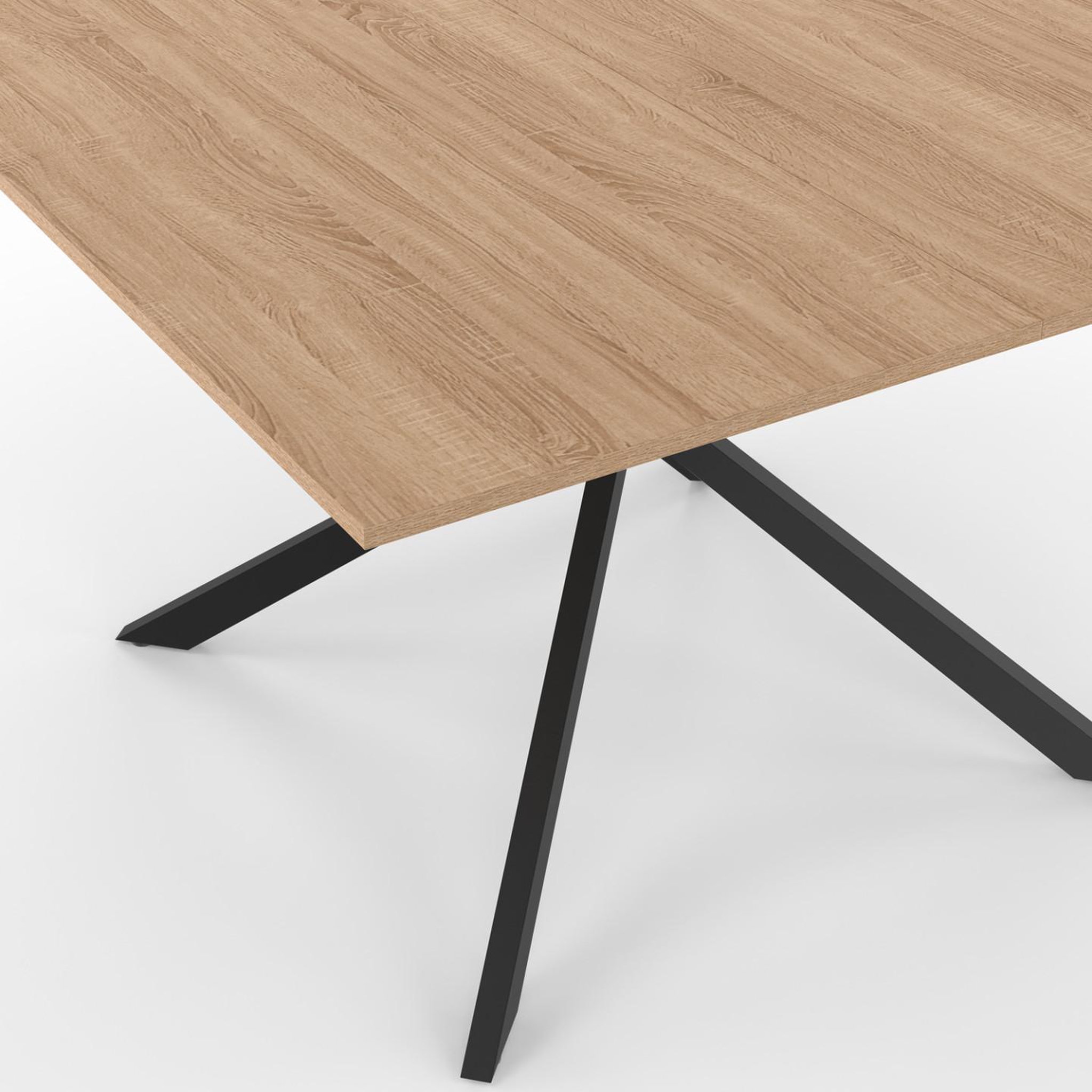 Voir la diapositive 5 : ID MARKET Table à manger carrée alix 8 personnes pied araignée bois et noir 110 cm
