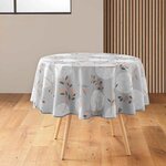 Paris Prix Nappe Ronde Antitache Imprimé  Manola  180cm Gris