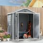 Voir la diapositive 2 : OUTSUNNY Abri de jardin cabanon 2,12 m² - 2 portes, fenêtre, aération, toit double pente - résine PP gris
