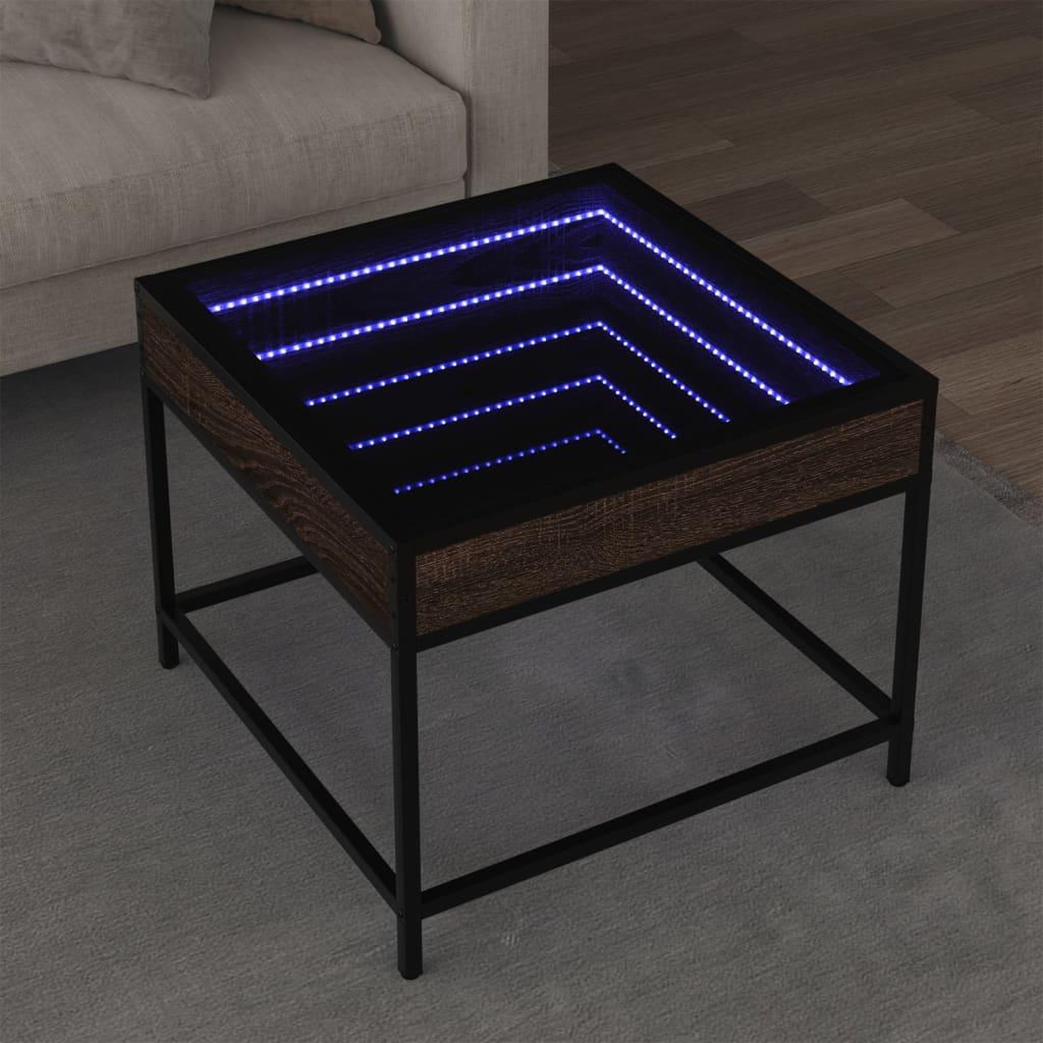 VIDAXL Table basse avec LED Infinity chene marron 50x50x41 cm