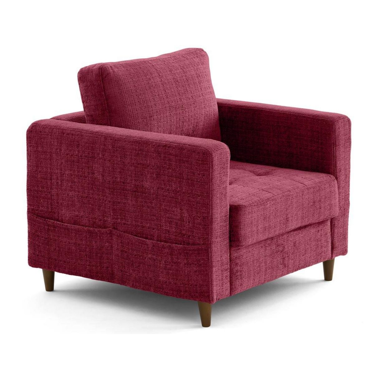 LISA DESIGN Anna - fauteuil avec poche en velours texturé - pieds en bois