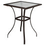 Voir la diapositive 1 : OUTSUNNY Table carrée bistro de jardin dim. 72L X 72l x 94H cm métal époxy résine tressée chocolat plateau verre trempé