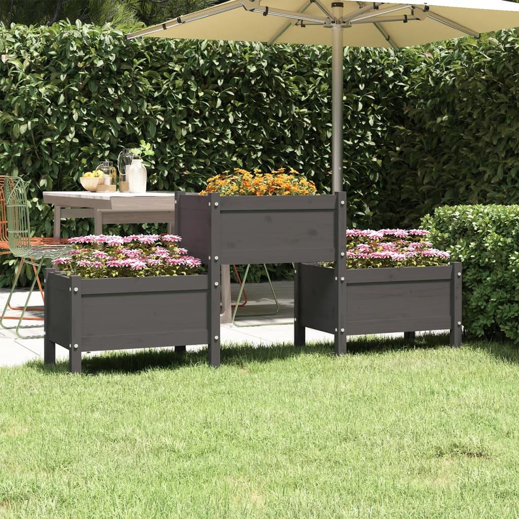 Voir la diapositive 1 : VIDAXL Jardiniere Gris 178,5x44x75 cm Bois massif de pin