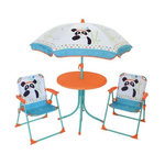 Fun House FUN HOUSE 713095 INDIAN PANDA Salon de jardin avec une table, 2 chaises pliables et un parasol pour enfant