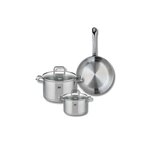 ELO Ensemble de 1 Poêle de cuisson 24 cm et 2 faitouts 14 et 20 cm Elo Profi Citrin