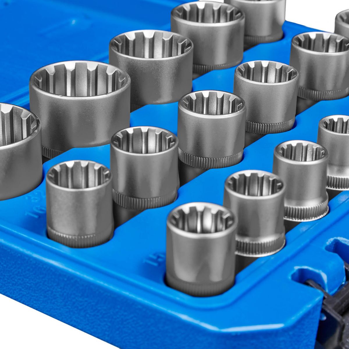 tectake Jeu de clés à douilles multi-dents pour l'extérieur bleu