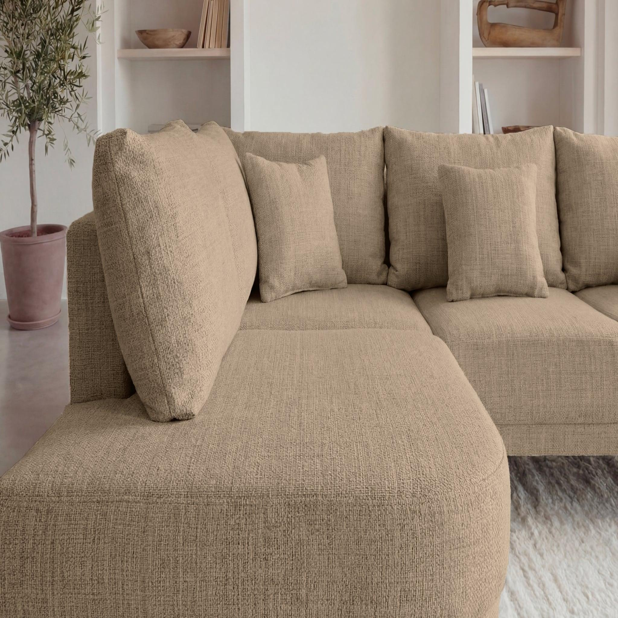 Voir la diapositive 3 : CASANOVA PARIS Bianca - canapé d'angle tissu chenille 4 places
