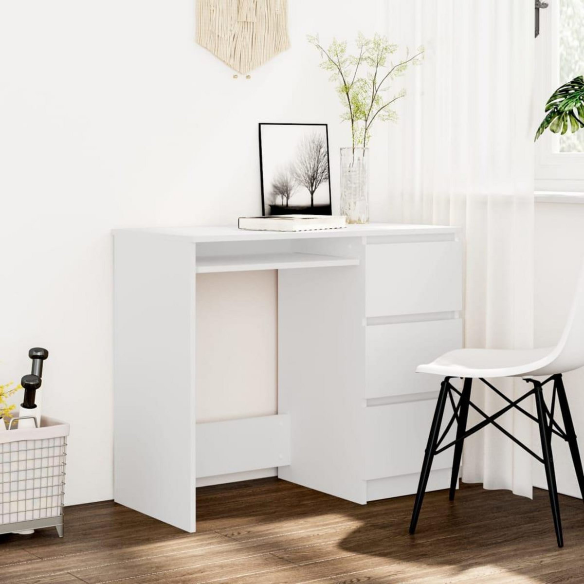 VIDAXL Bureau Blanc 90x45x76 cm Bois d'ingenierie