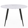 Voir la diapositive 3 : ID MARKET Table à manger ronde AMELIA 4 personnes effet marbre blanc ALASKA pieds métal noir 110 cm