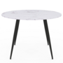 Voir la diapositive 3 : ID MARKET Table à manger ronde AMELIA 4 personnes effet marbre blanc ALASKA pieds métal noir 110 cm
