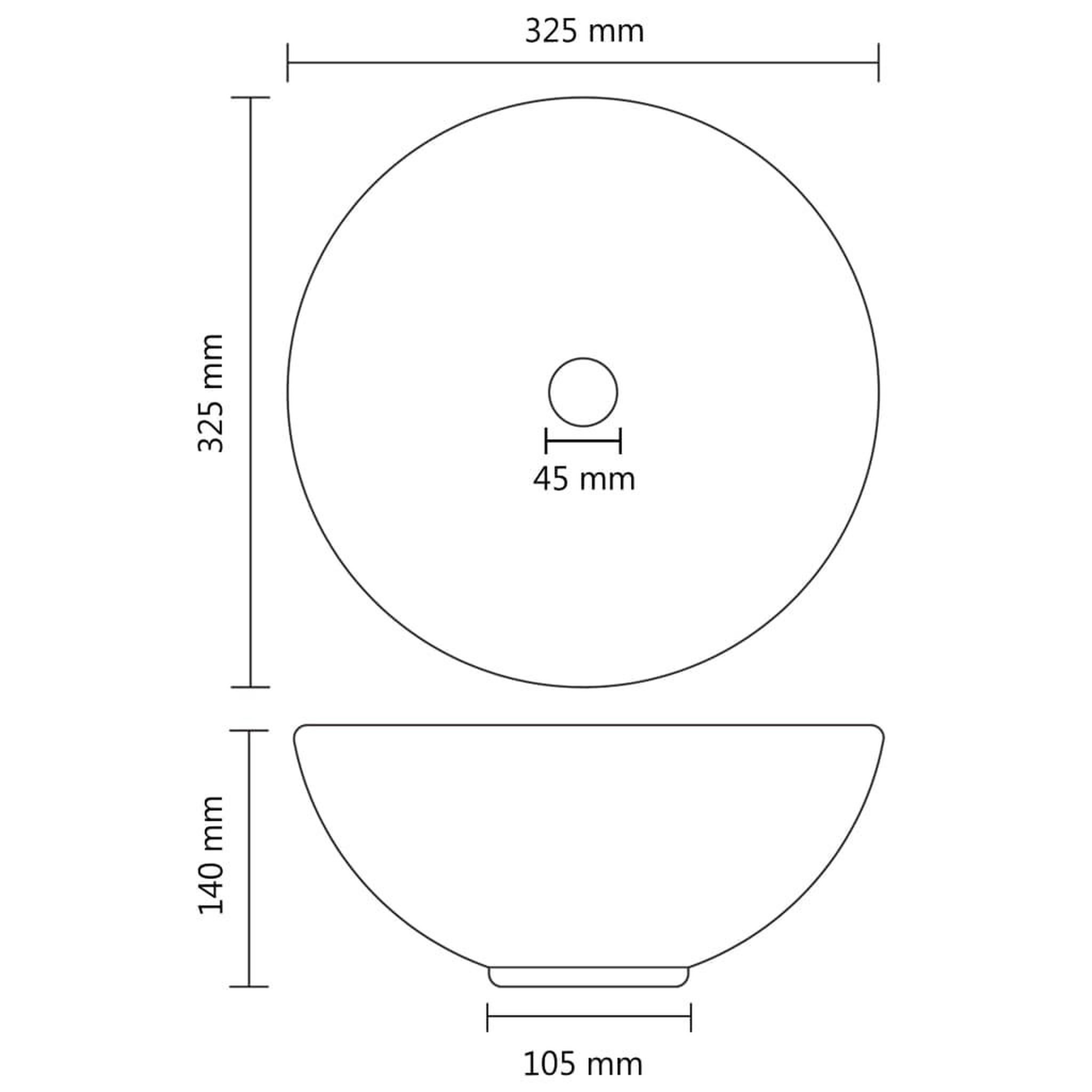Voir la diapositive 6 : VIDAXL Lavabo rond salle de bain Marron fonce mat 32,5x14 cm Ceramique
