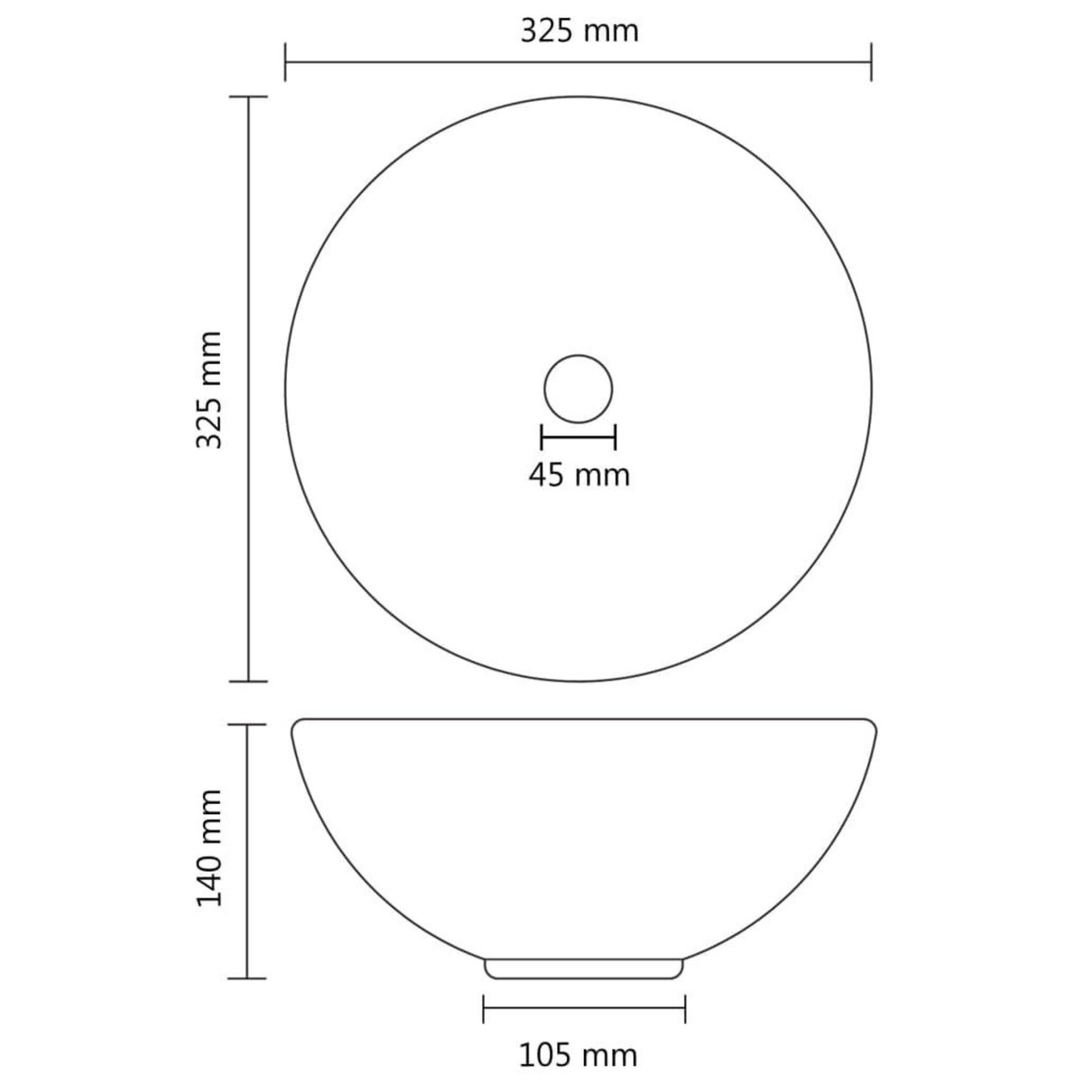 VIDAXL Lavabo rond salle de bain Marron fonce mat 32,5x14 cm Ceramique