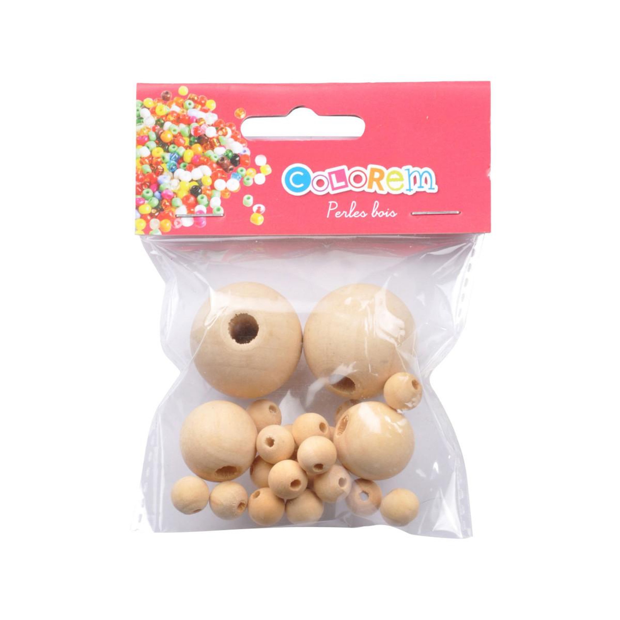 Voir la diapositive 2 : HOMEA Lot de Perles en Bois  A Peindre  12cm Naturel