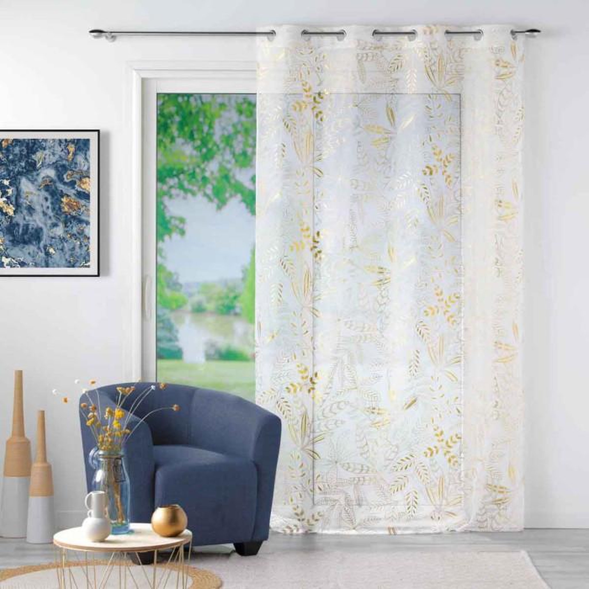 Voir la diapositive 4 : Paris Prix Rideau Voilage à Œillets  Belflor  140x280cm Blanc