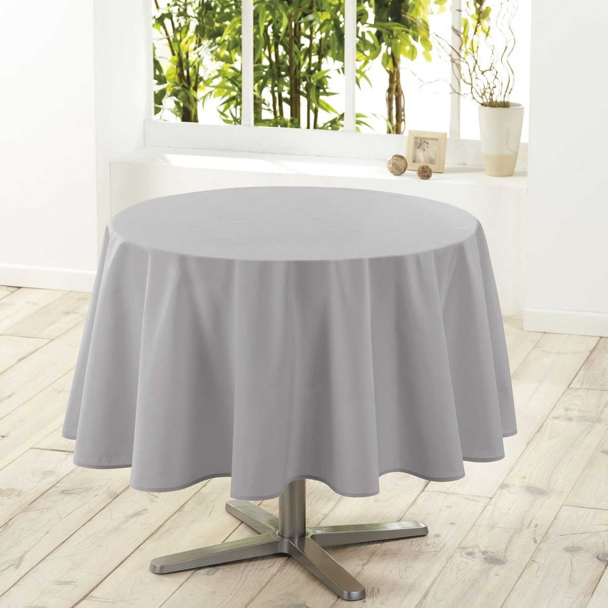 Douceur d'Intérieur Nappe ronde antitache  essentiel  180cm gris