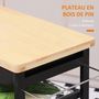 Voir la diapositive 6 : HOMCOM Chariot de service desserte de cuisine à roulettes multi-rangements 74L x 37l x 76H cm plateau bois massif pin châssis MDF