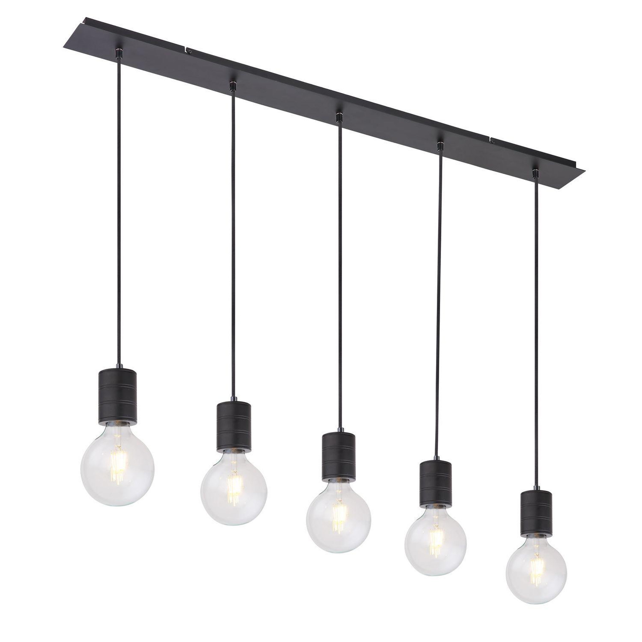 GLOBO Suspension design métal hermine - 5 ampoules - noir